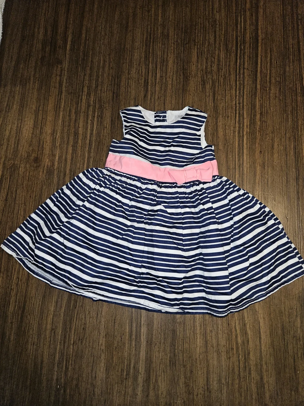 Carter's Navy and White Striped Dress with Pink Waistband